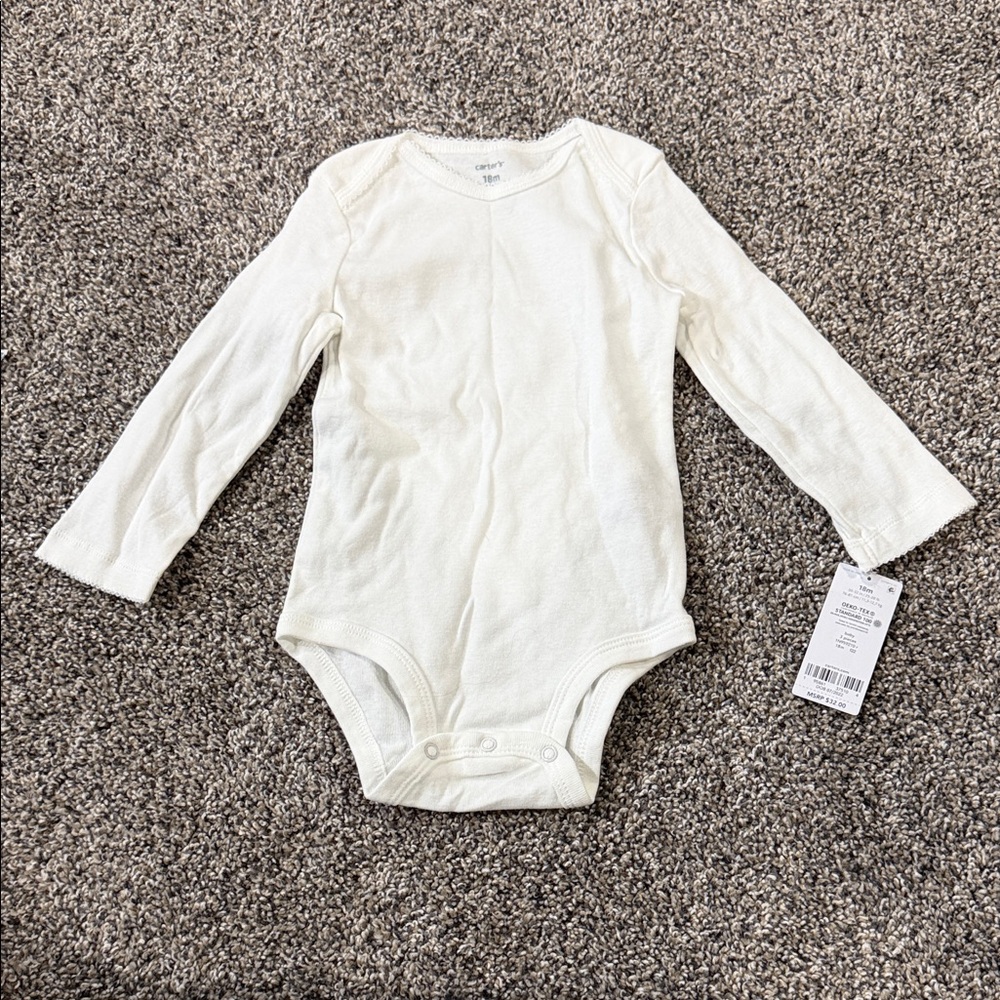 Carter's White Long Sleeve Baby Bodysuit